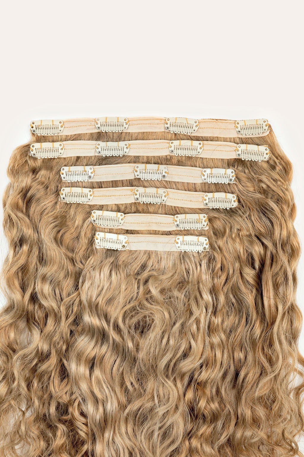 Ash Blonde Curly Clip-In Hair Extensions
