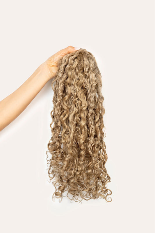 Ash Blonde Curly Clip-In Hair Extensions