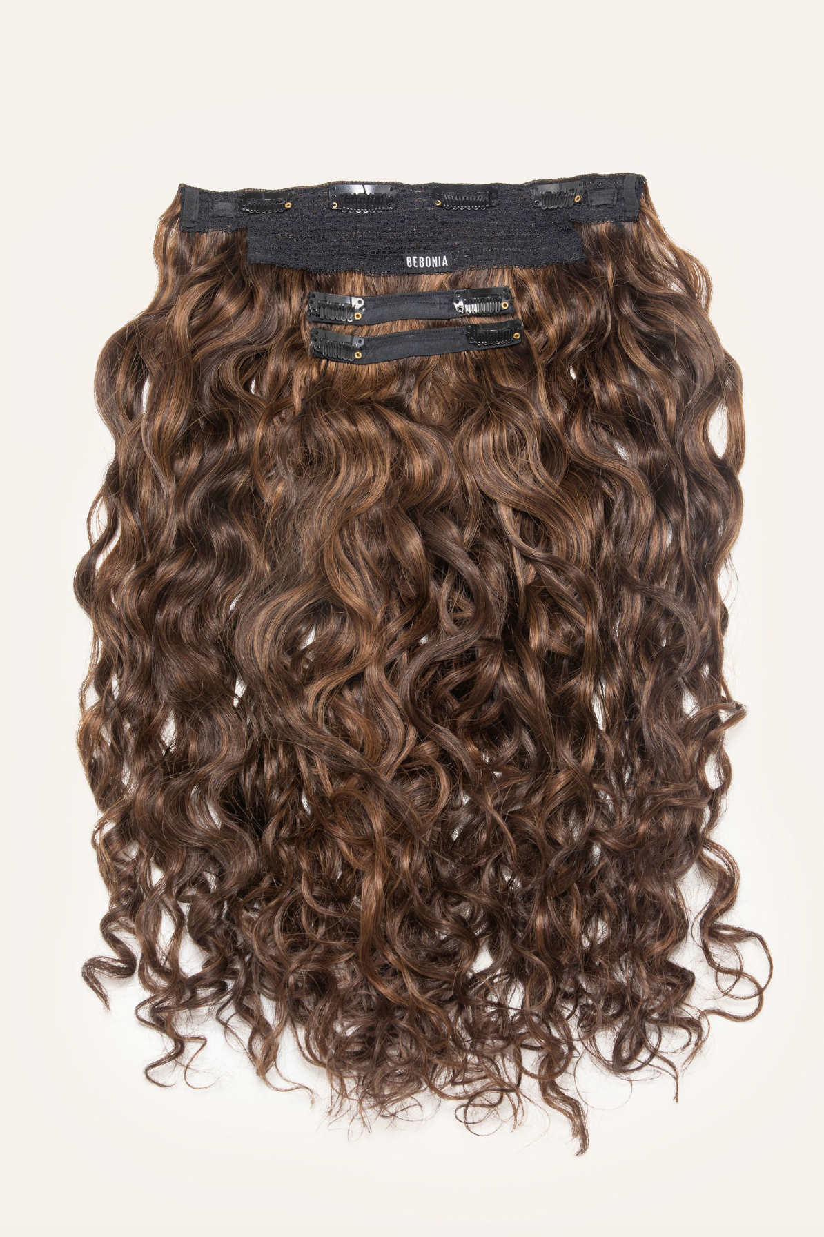 Highlighted Brown Curly Slip-On Hair Extensions 180G 22”
