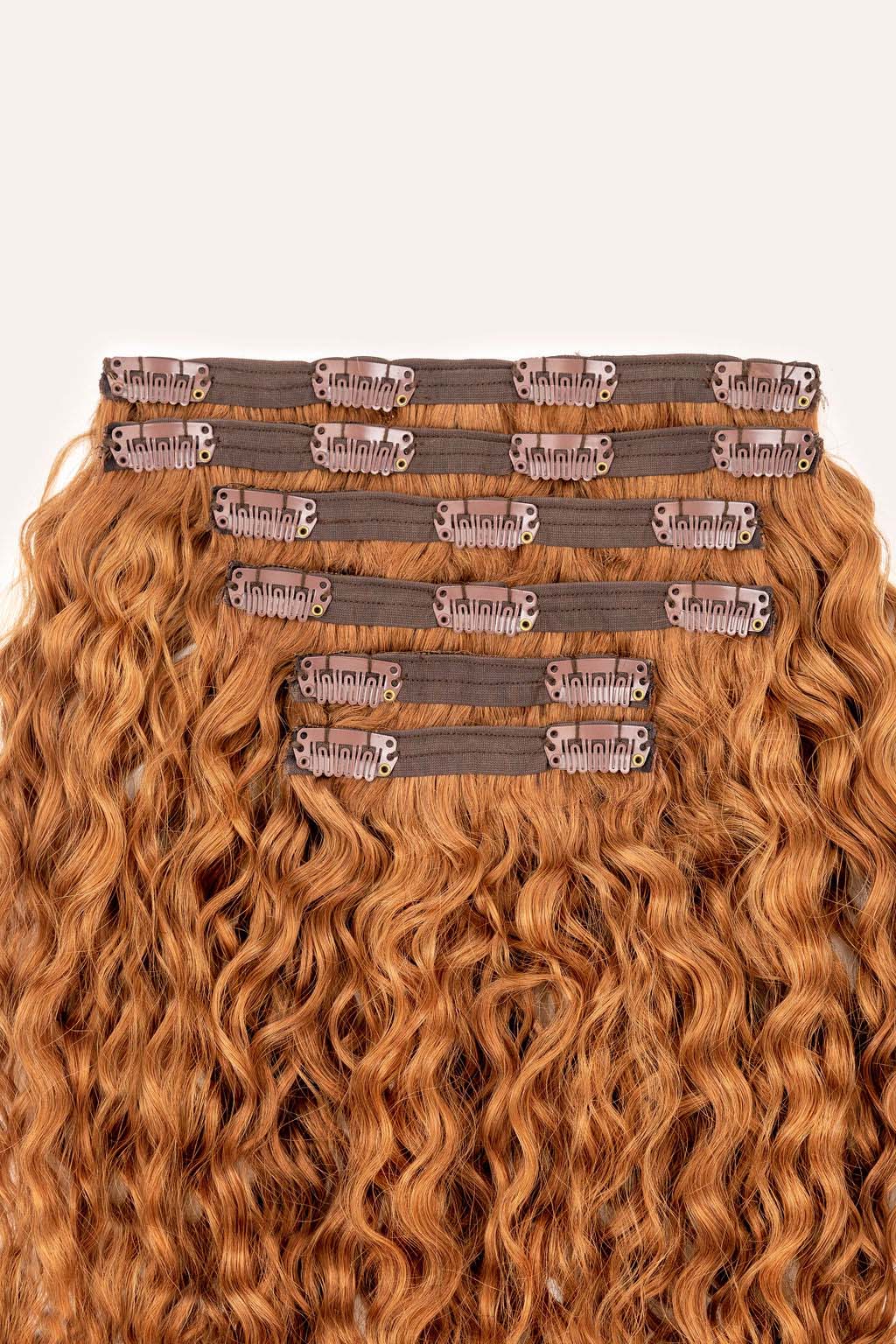 Human hair extensions deals strawberry blonde clip in
