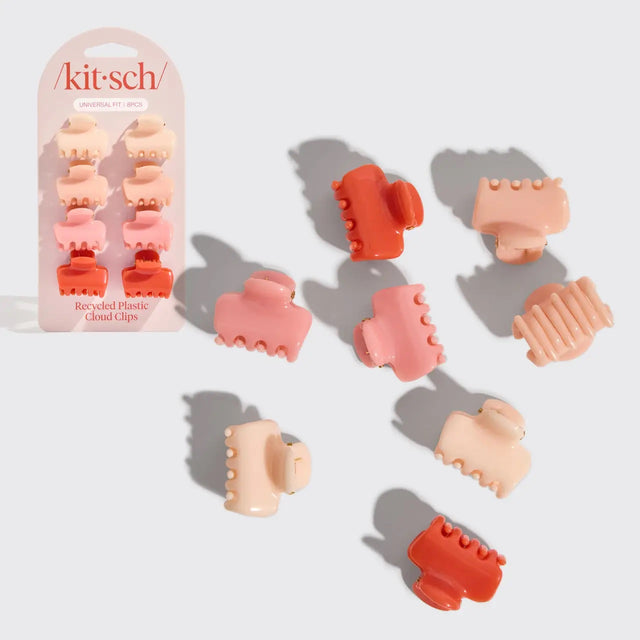 KITSCH Recycled Mini Cloud Clips 8pc Set - Assorted Cherry Blossom