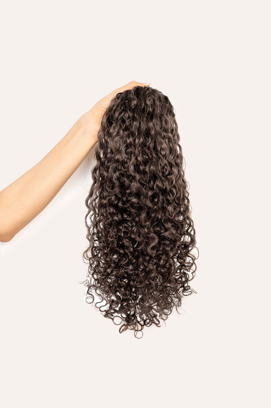 Dark Ash Brown Curly Clip-In Hair Extensions