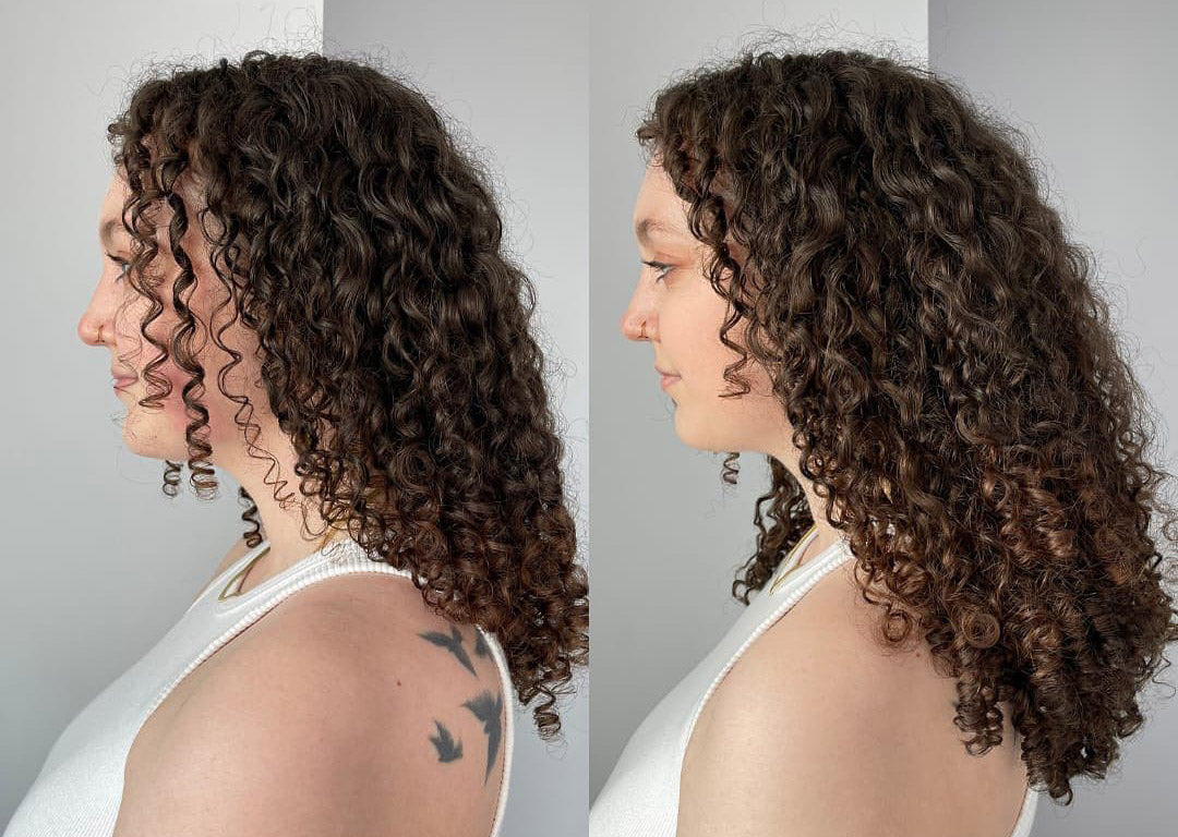 Before and after — Ringlet, Dark Ash Brown, Clip-In extensions