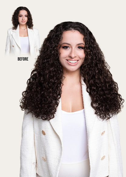 Neutral Dark Brown Curly Clip-In Hair Extensions