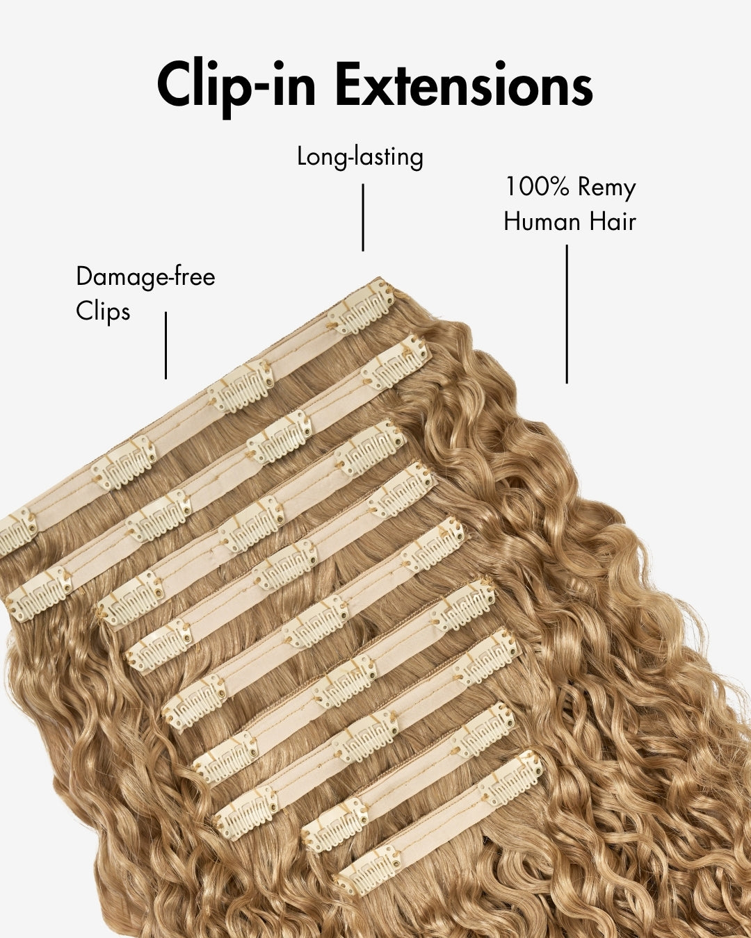 Ash Blonde Curly Clip-In Hair Extensions, view 9 of 9