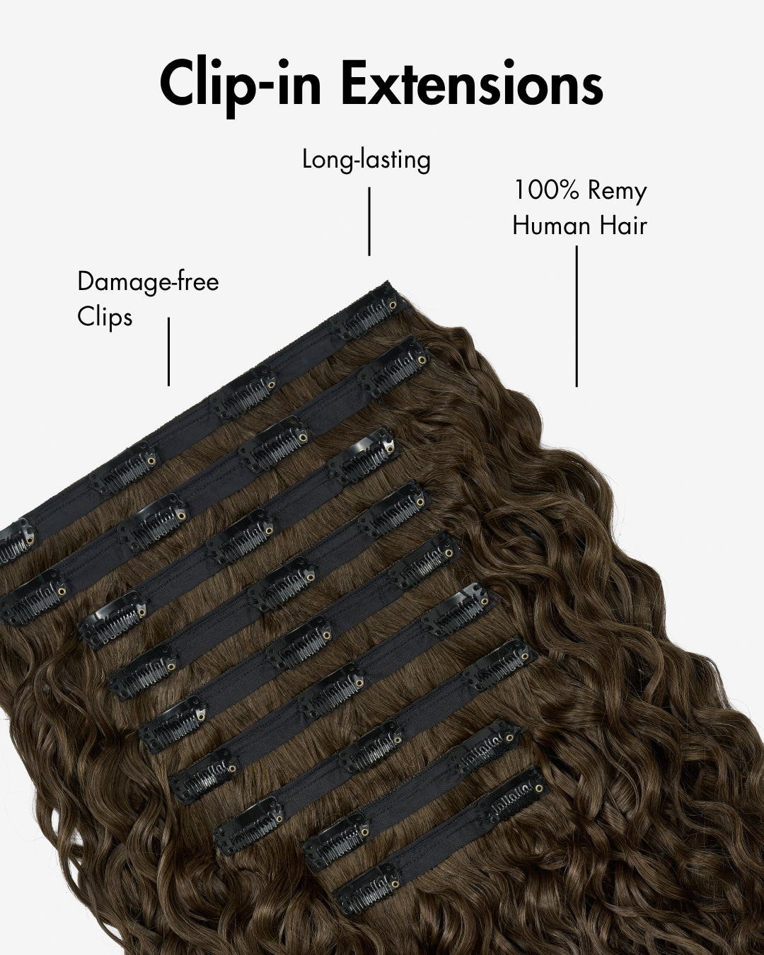 Dark Ash Brown Curly Clip-In Hair Extensions, view 13 of 13