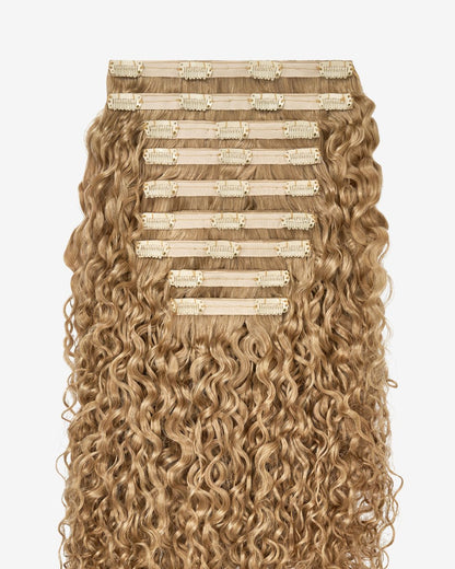 Ash Blonde Curly Clip-In Hair Extensions