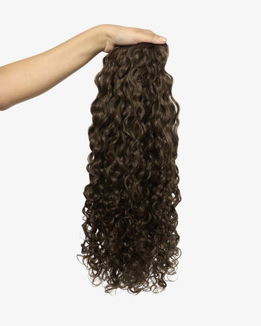 Dark Ash Brown Curly Clip-In Hair Extensions