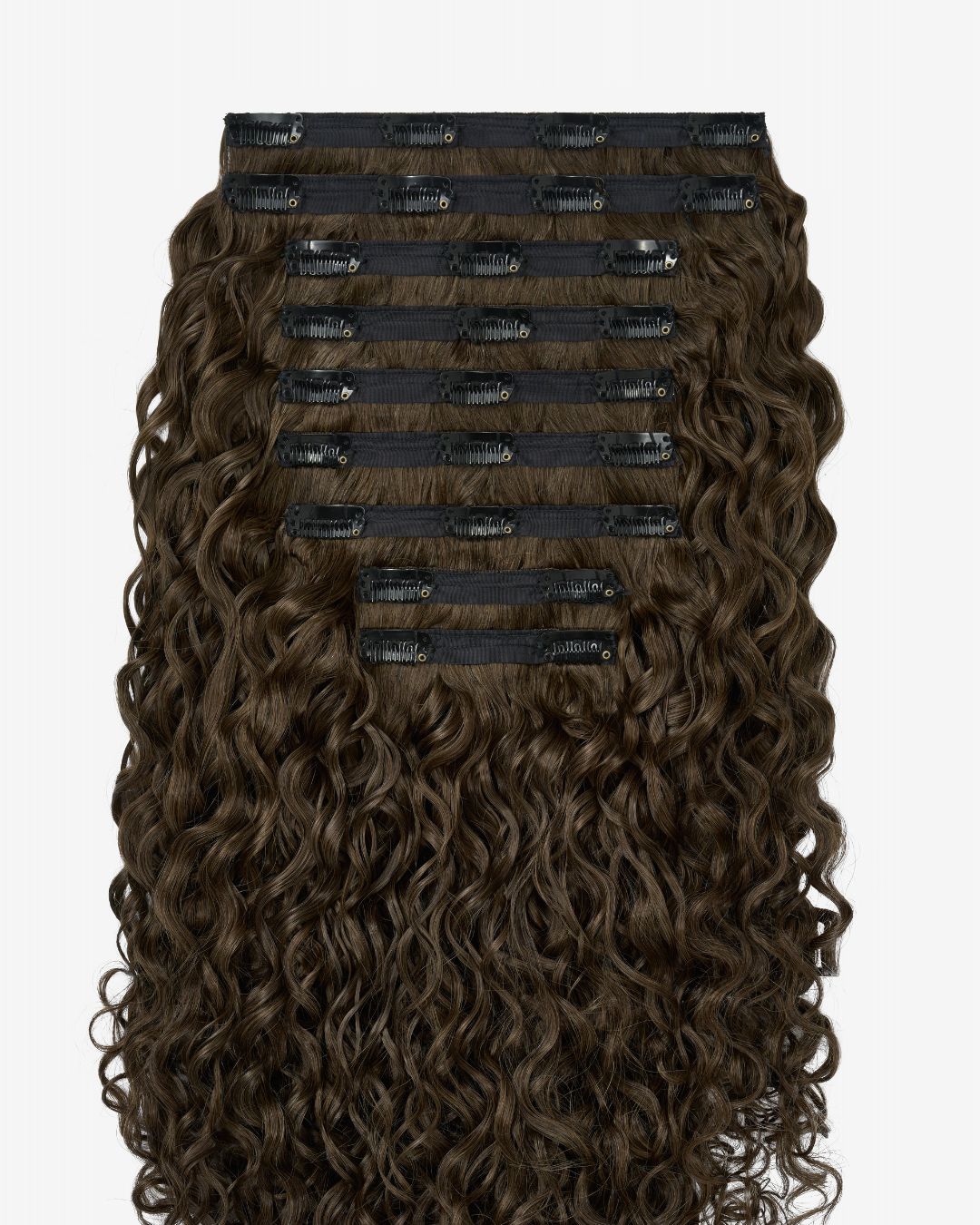 Dark Ash Brown Curly Clip-In Hair Extensions