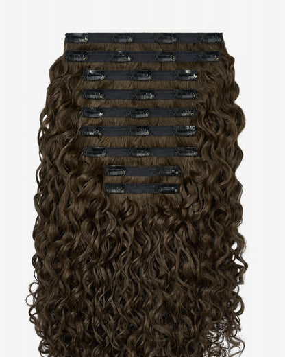 Dark Ash Brown Curly Clip-In Hair Extensions