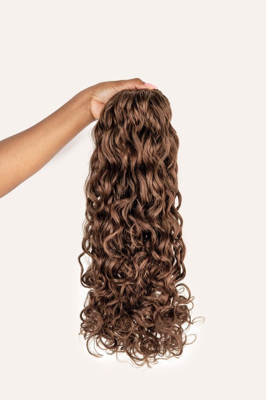 Highlighted Brown Curly Clip-In Hair Extensions