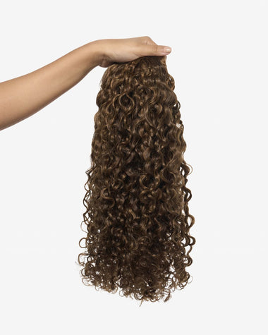 Highlighted Brown Curly Clip-In Hair Extensions