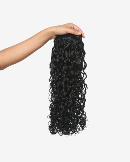 Jet Black Curly Clip-In Hair Extensions