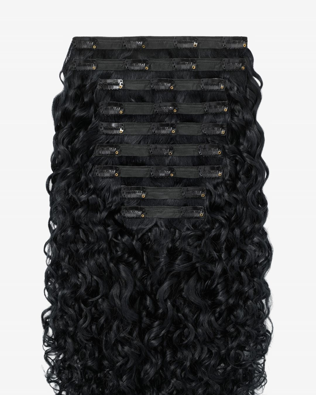 Jet Black Curly Clip-In Hair Extensions