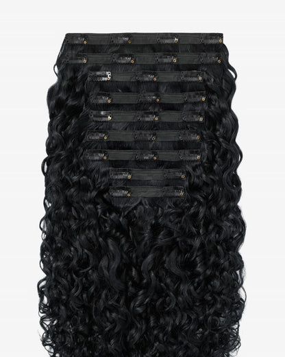 Jet Black Curly Clip-In Hair Extensions