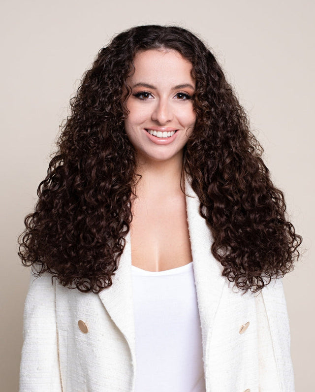 Neutral Dark Brown Curly Clip-In Hair Extensions