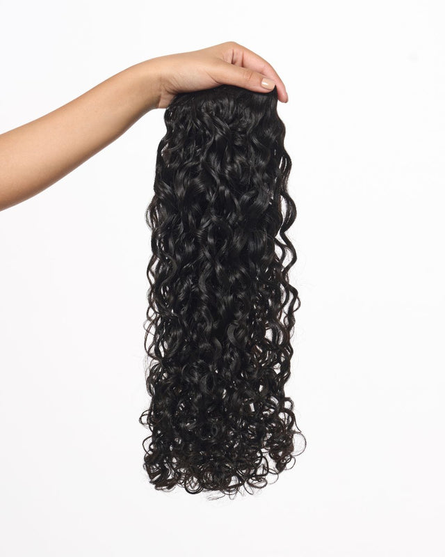 Natural Black Curly Clip-In Hair Extensions