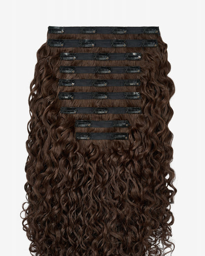 Neutral Dark Brown Curly Clip-In Hair Extensions