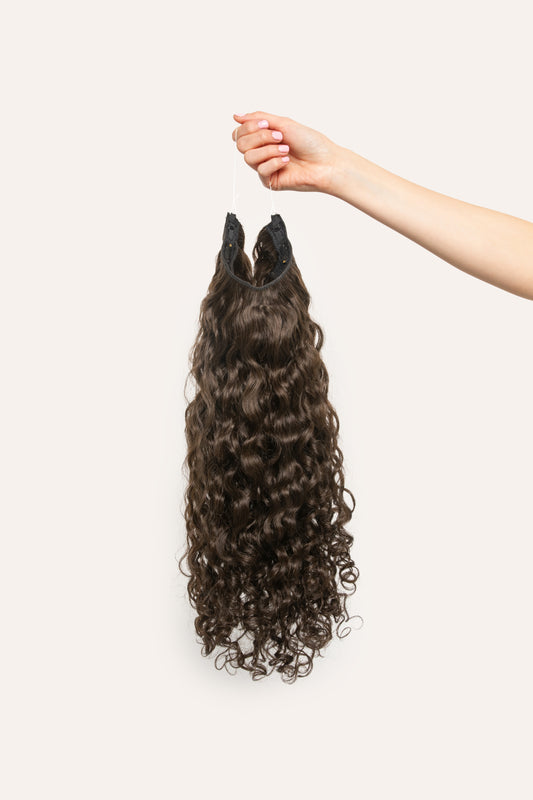 Dark Ash Brown Curly Slip-On Hair Extensions 180G 22”