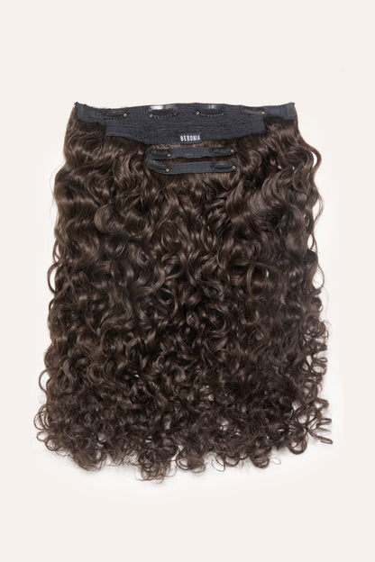 Dark Ash Brown Curly Slip-On Hair Extensions 180G 22”