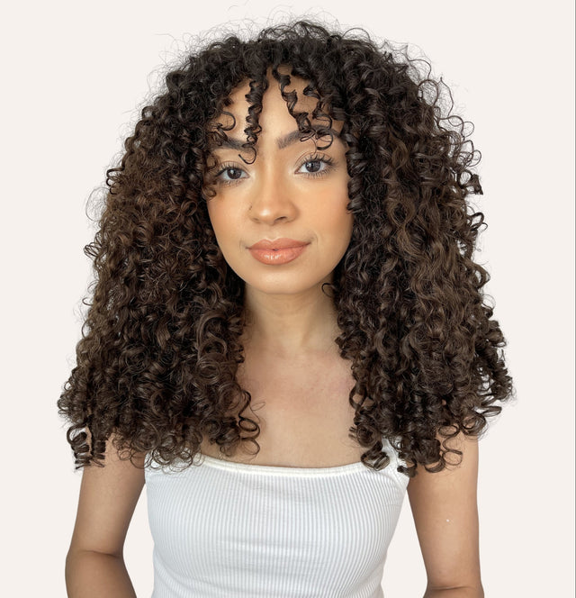 Dark Ash Brown Curly Clip-In Hair Extensions