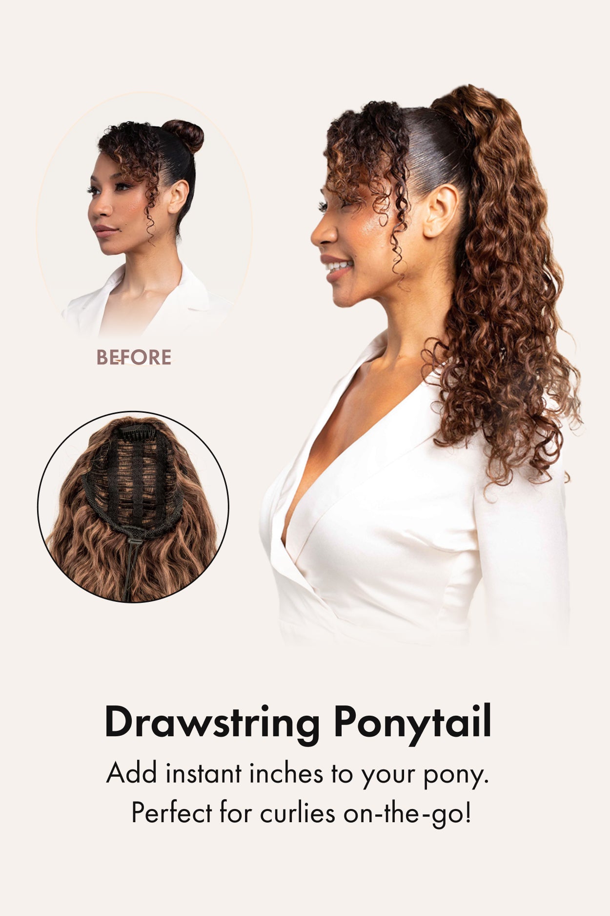 Highlighted Brown Curly Ponytail Extension
