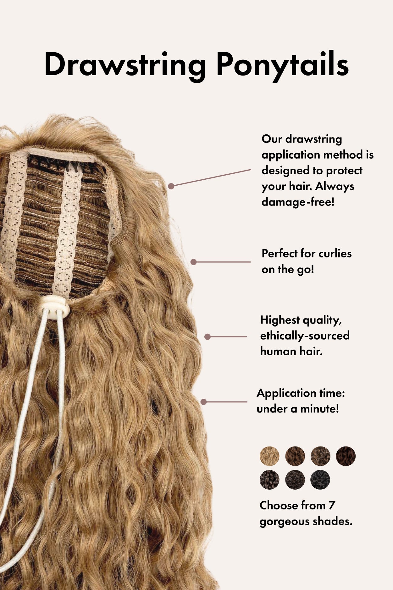 Highlighted Brown Curly Ponytail Extension