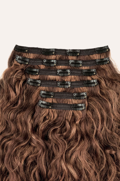 Highlighted Brown Spiral Clip-In Hair Extensions