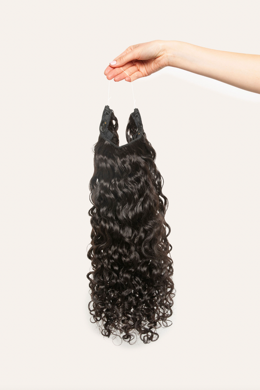 Jet Black Curly Slip-On Hair Extensions 180G 22”