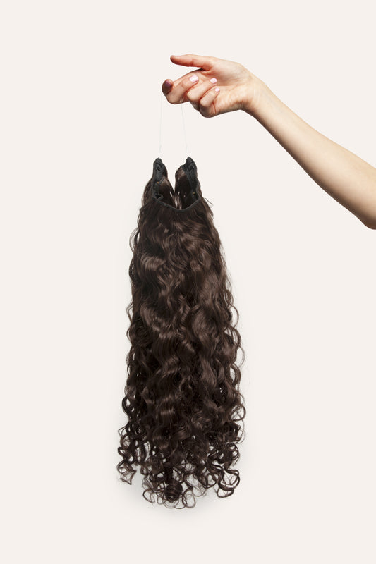 Curly Neutral Dark Brown Slip-On Hair Extensions 180G 22”
