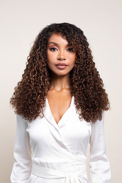 Highlighted Brown Ringlet Clip-In Hair Extensions