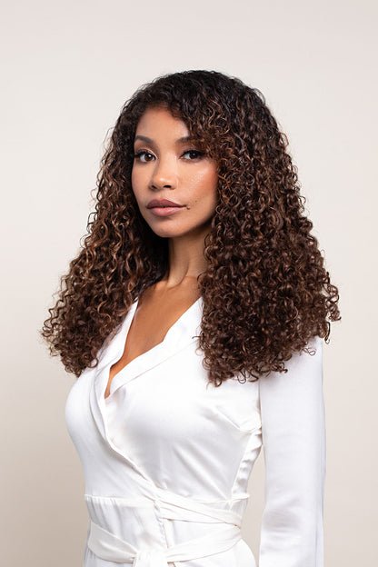 Highlighted Brown Ringlet Clip-In Hair Extensions