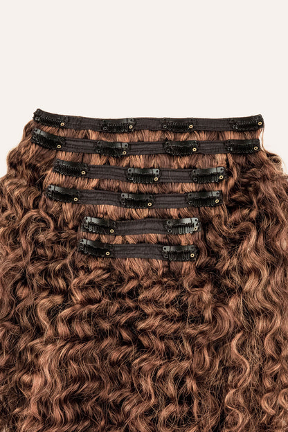 Highlighted Brown Ringlet Clip-In Hair Extensions