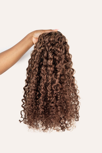 Highlighted Brown Ringlet Clip-In Hair Extensions