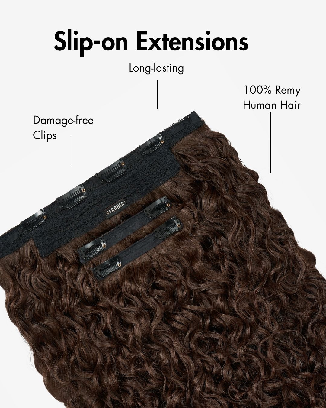 Neutral Dark Brown Curly Slip-On Hair Extensions 180G 22” – Bebonia