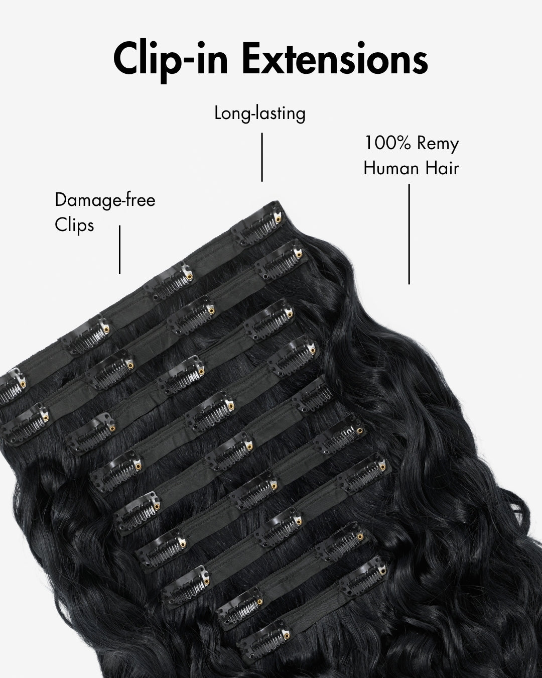 Jet Black Spiral Clip-In Hair Extensions, view 9 of 9