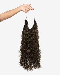 Dark Ash Brown Curly Slip-On Hair Extensions 180G 22”