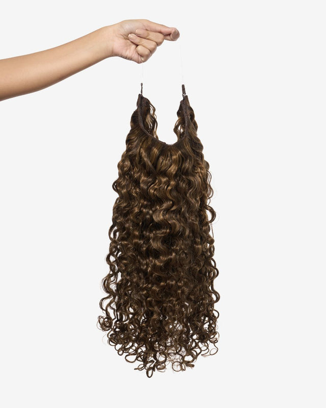 Highlighted Brown Curly Slip-On Hair Extensions 180G 22”