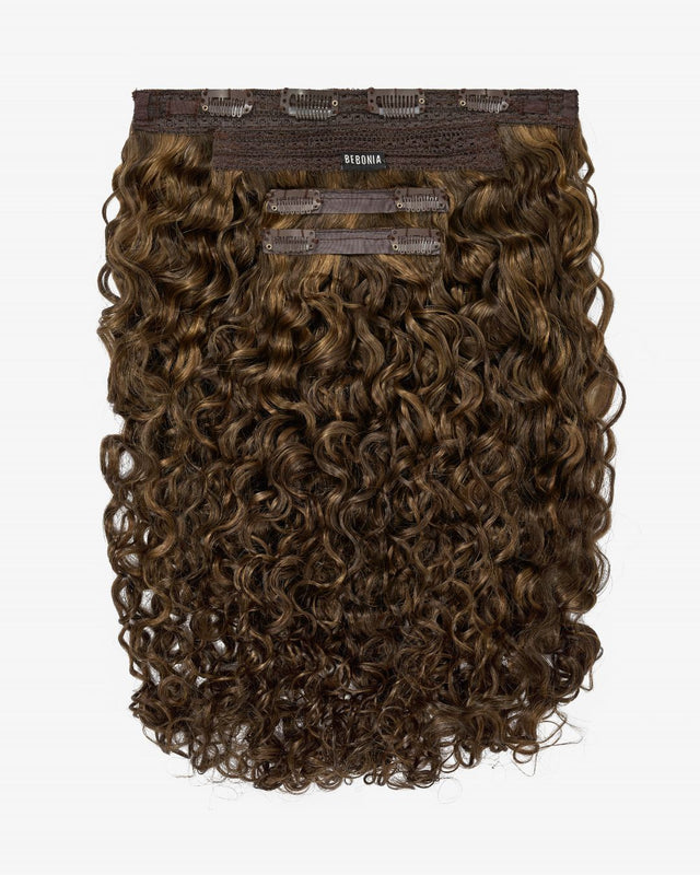 Highlighted Brown Curly Slip-On Hair Extensions 180G 22”