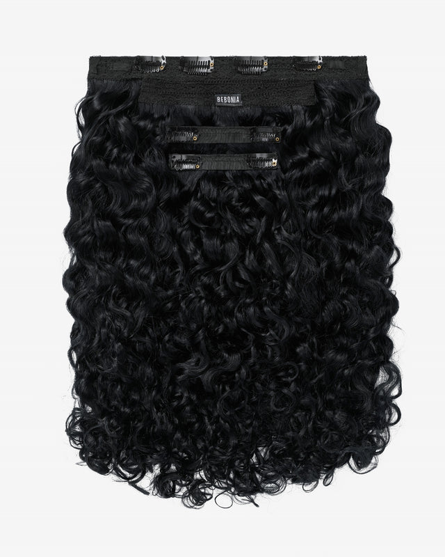 Jet Black Curly Slip-On Hair Extensions 180G 22”