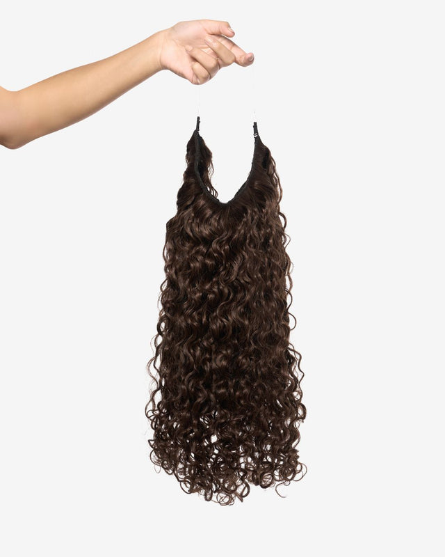 Neutral Dark Brown Curly Slip-On Hair Extensions 180G 22”