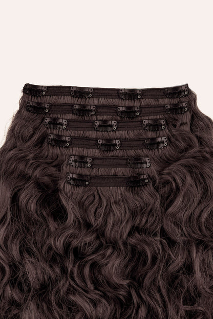 Neutral Dark Brown Curly Clip-In Hair Extensions