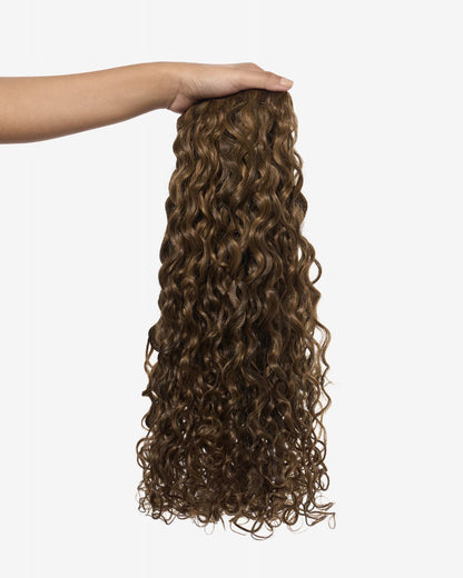 Highlighted Brown Spiral Clip-In Hair Extensions