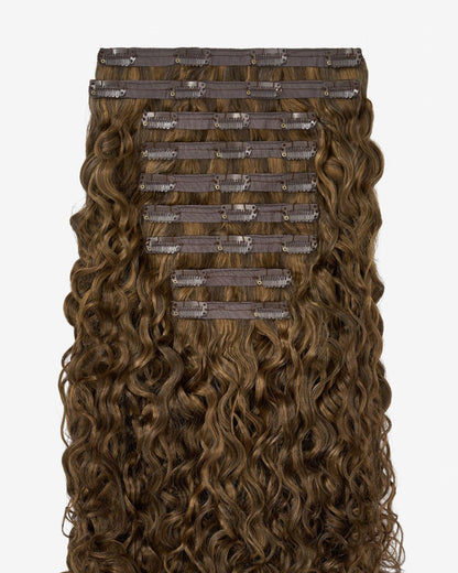 Highlighted Brown Spiral Clip-In Hair Extensions