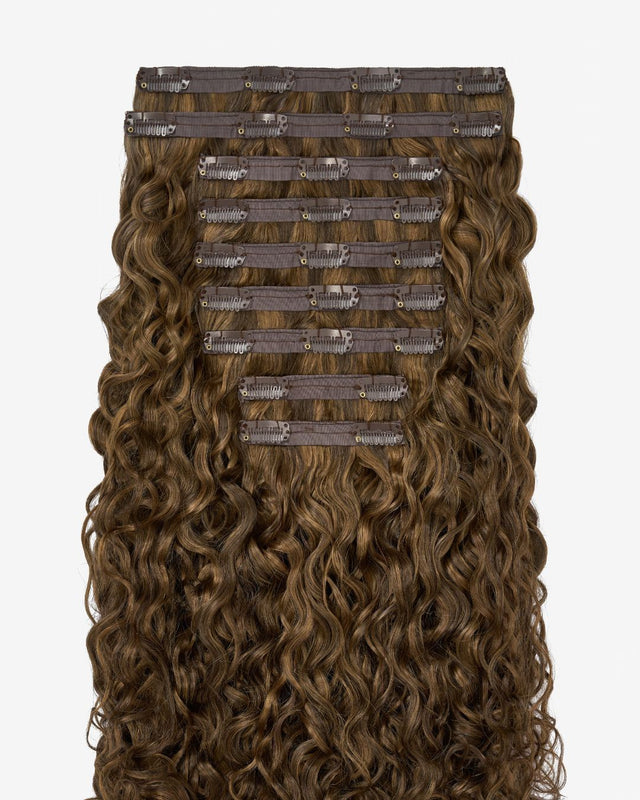 Highlighted Brown Spiral Clip-In Hair Extensions