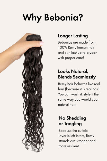 Bebonia Minis Dark Ash Brown Curly Hair Extensions