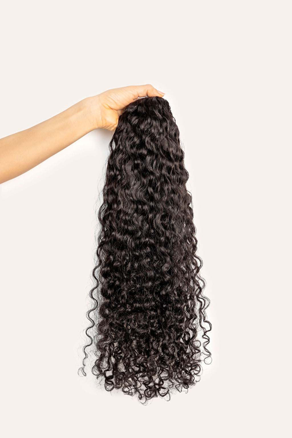Jet Black Curly Clip-In Hair Extensions