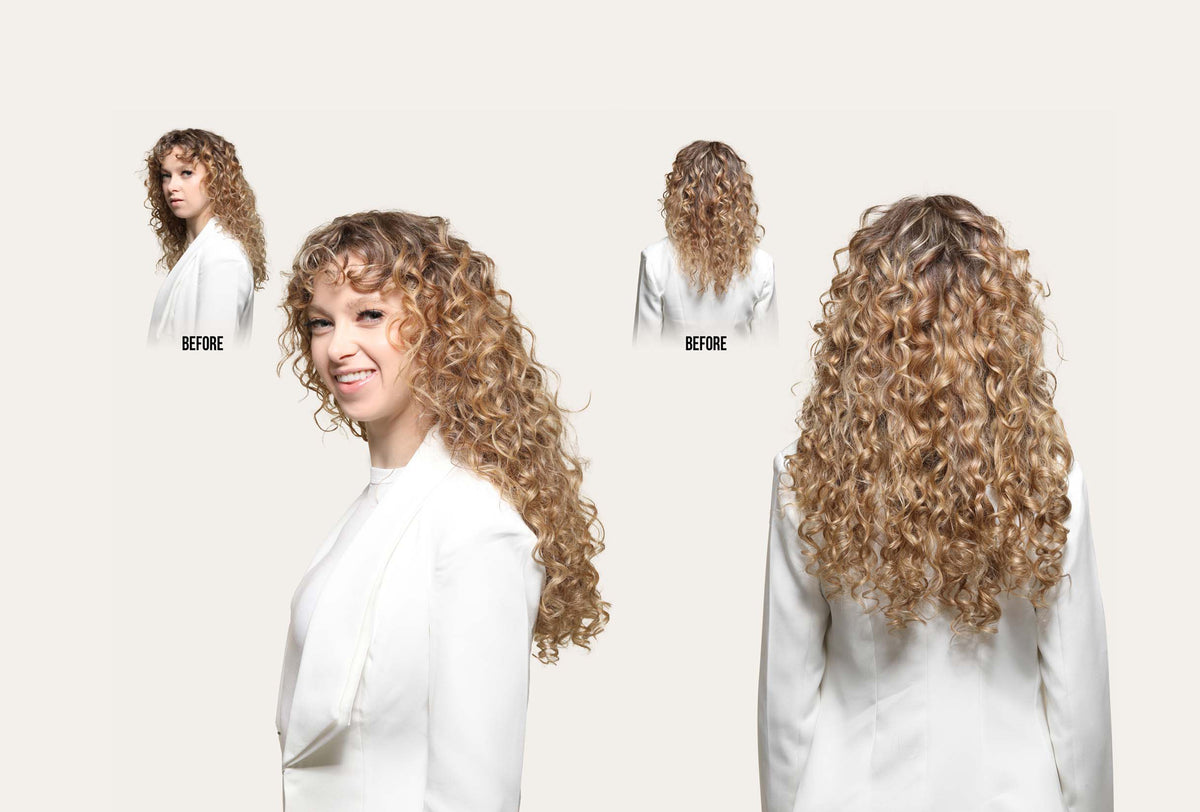 Bebonia hair extension transformations — front and back views
