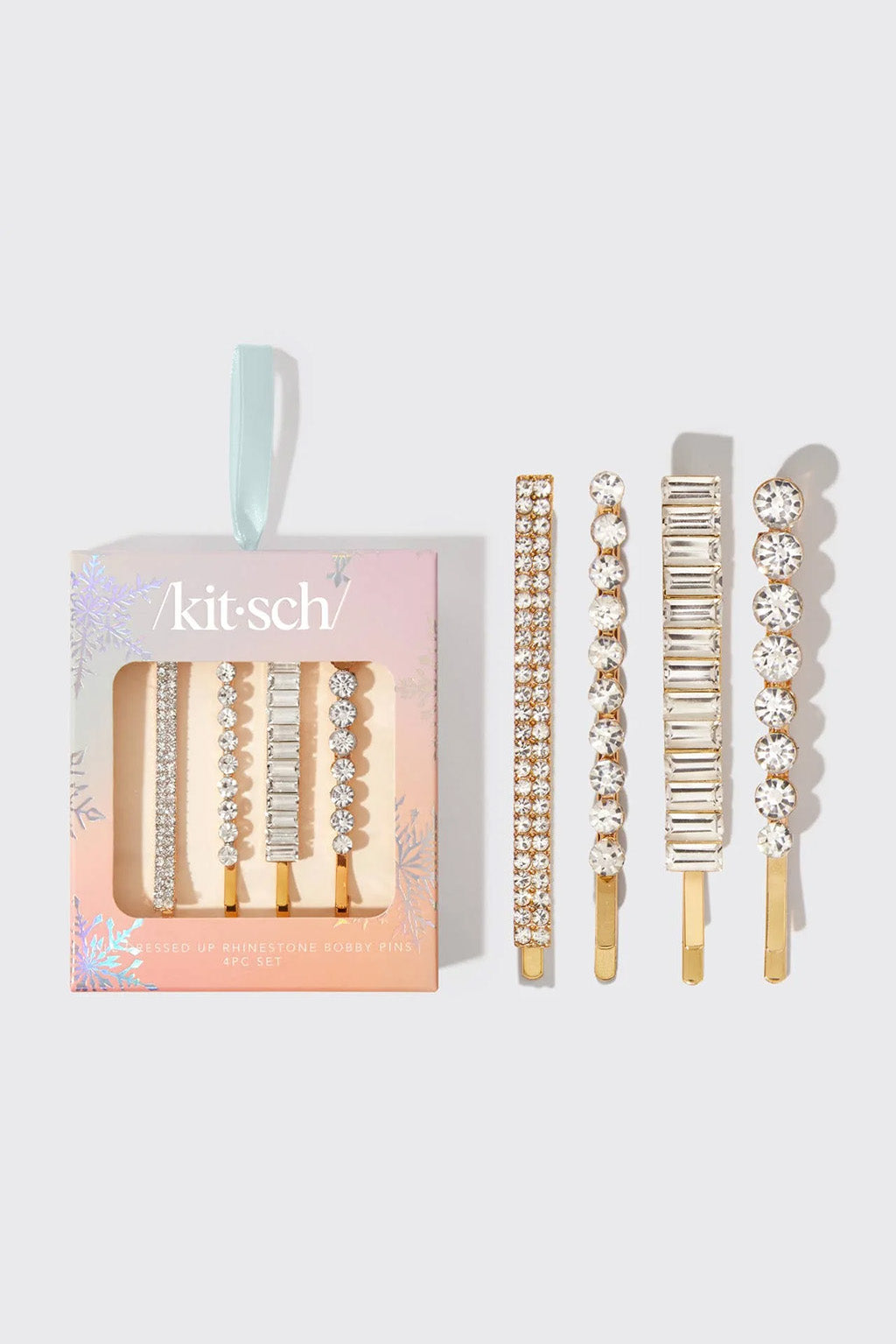 KITSCH Holiday All Dressed up Rhinestone Bobby Pins 4pc Set