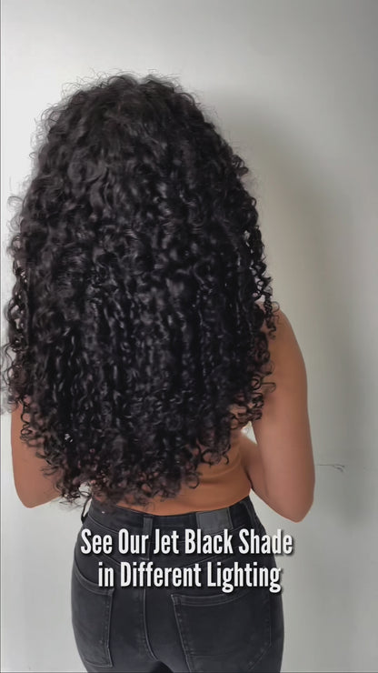 Jet Black Curly Slip-On Hair Extensions 180G 22”